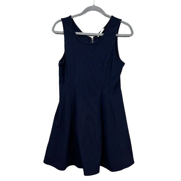 Elodie Nordstrom Womens Tank Dress Fit & Flare Stretch Ribbed Back Zip Navy Sz L - Picture 1 of 6